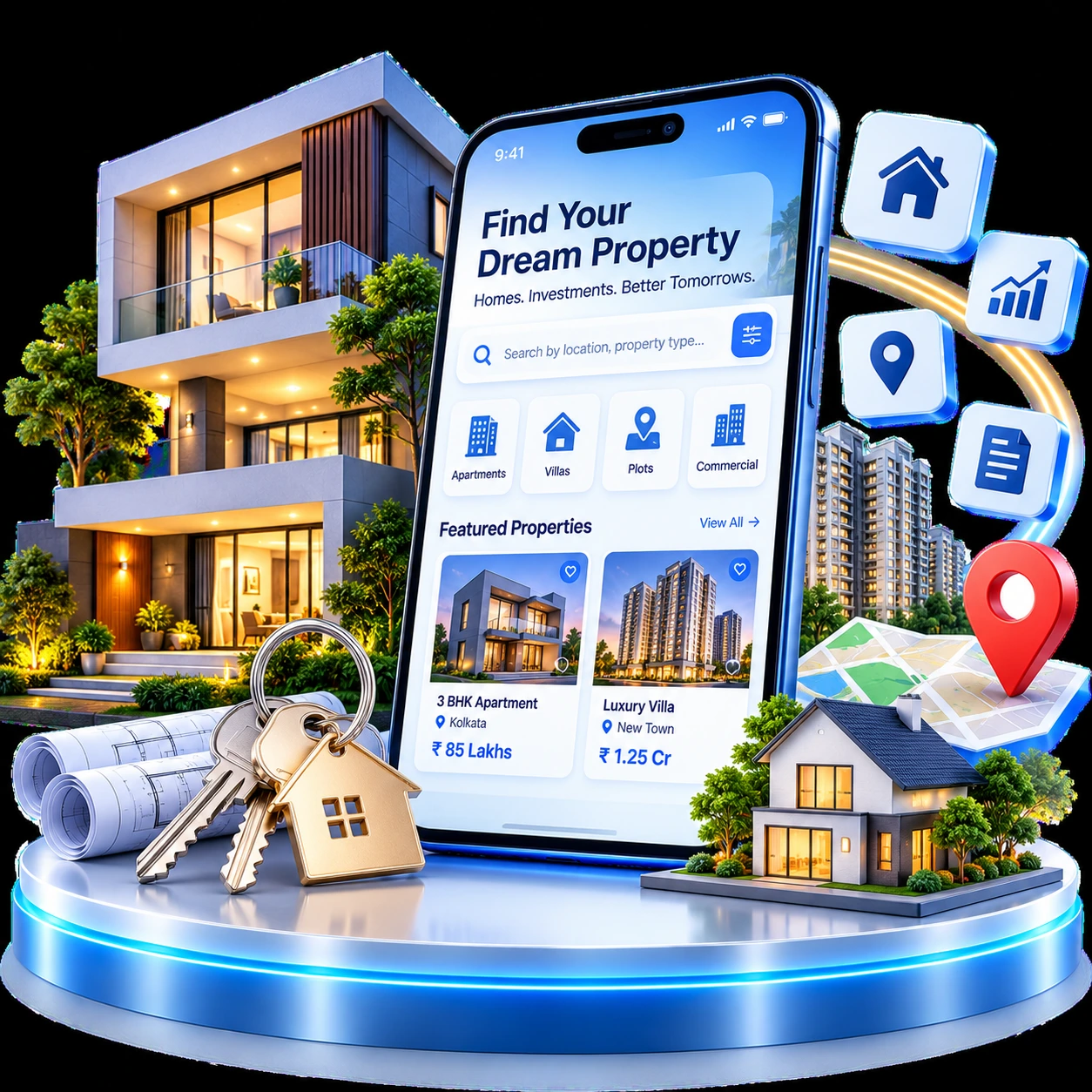 Modern real estate buildings