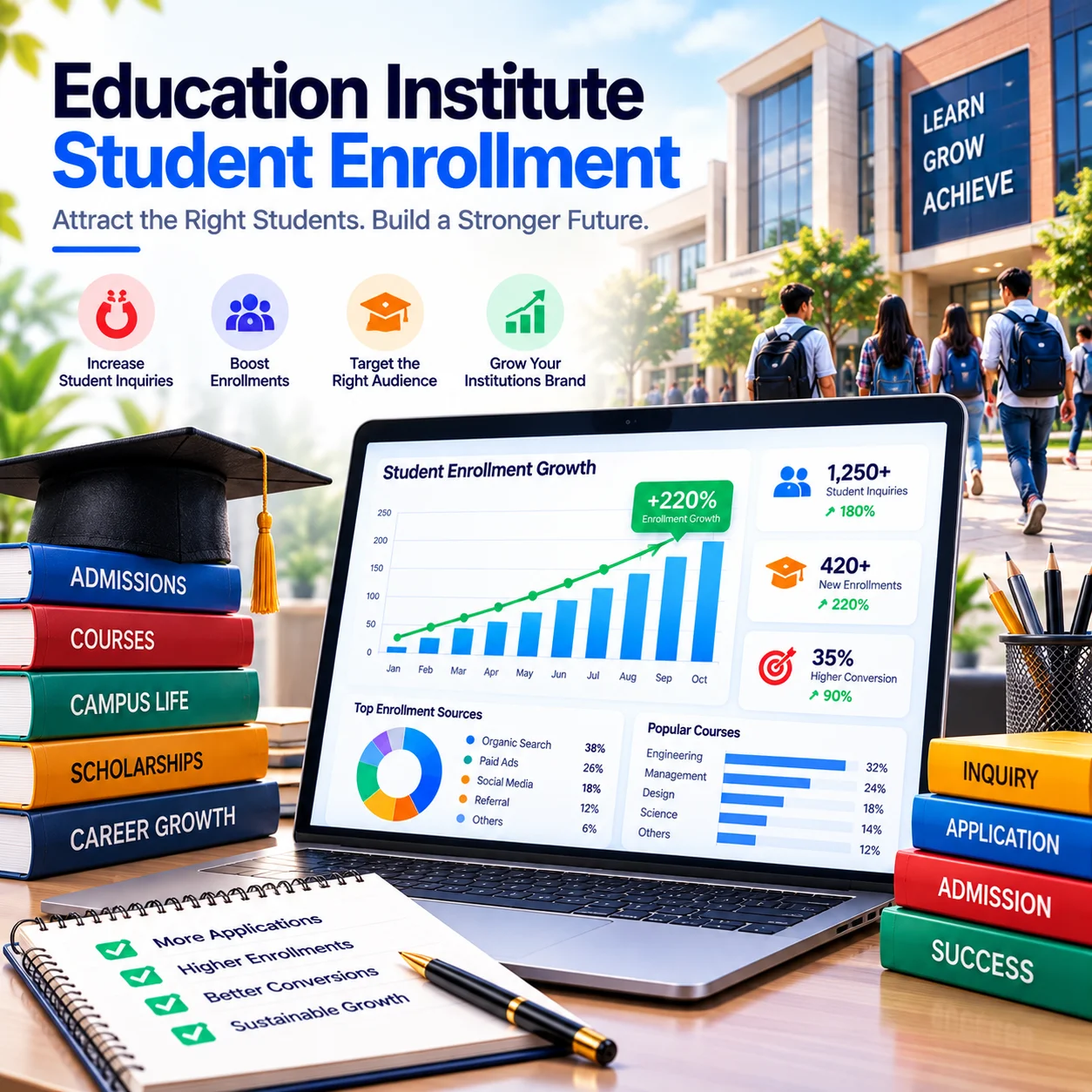 Education website displayed on laptop